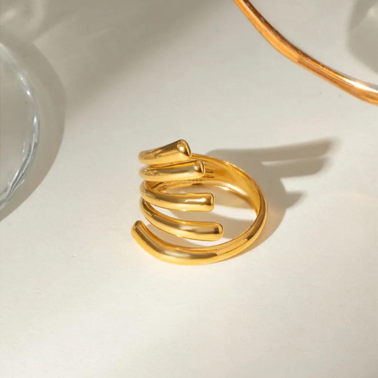 Lines of Light Ring - Ivory Embers