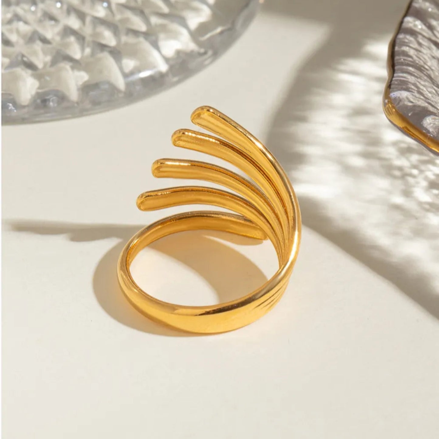 Lines of Light Ring - Ivory Embers