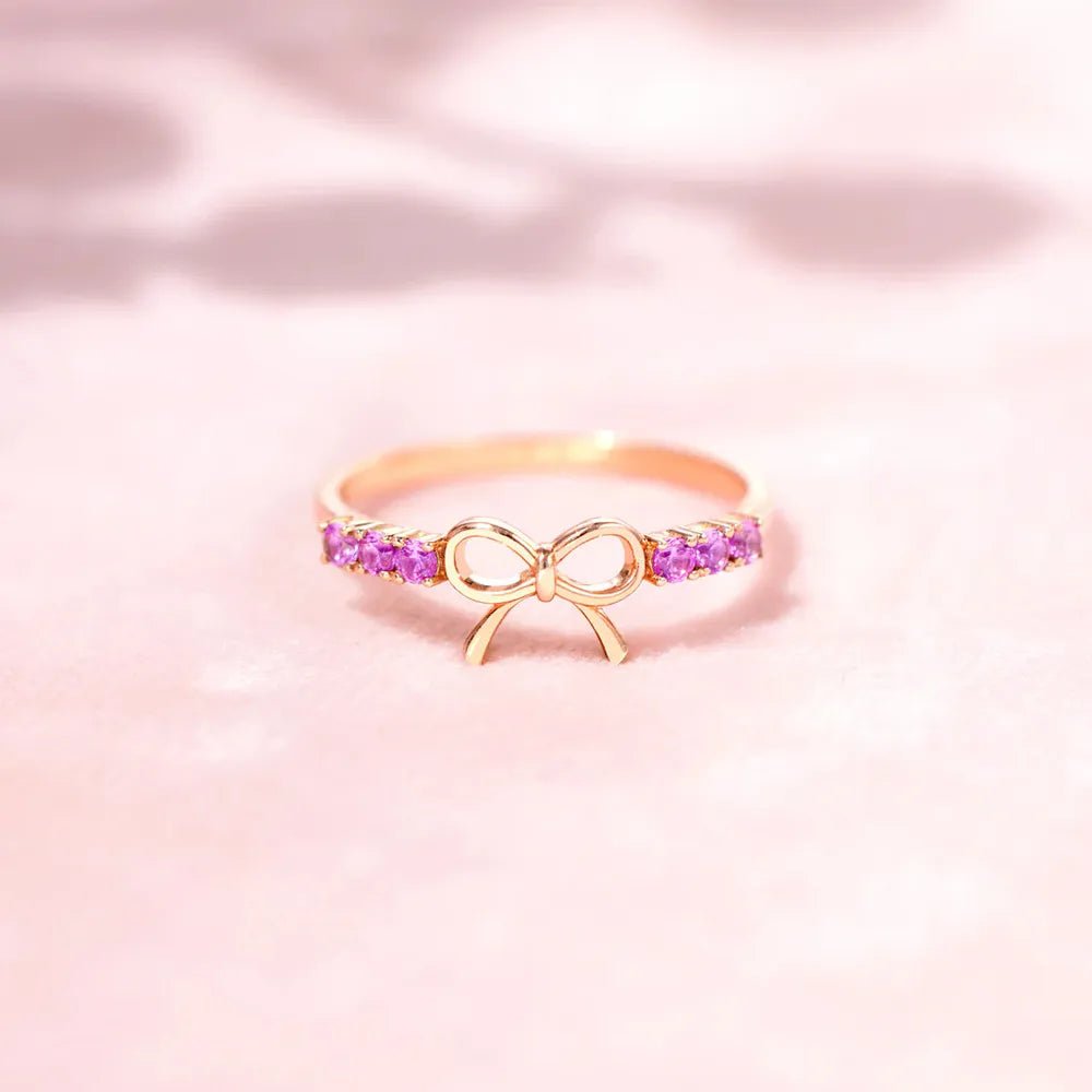 GraceTie Silver Bow Ring - Ivory Embers