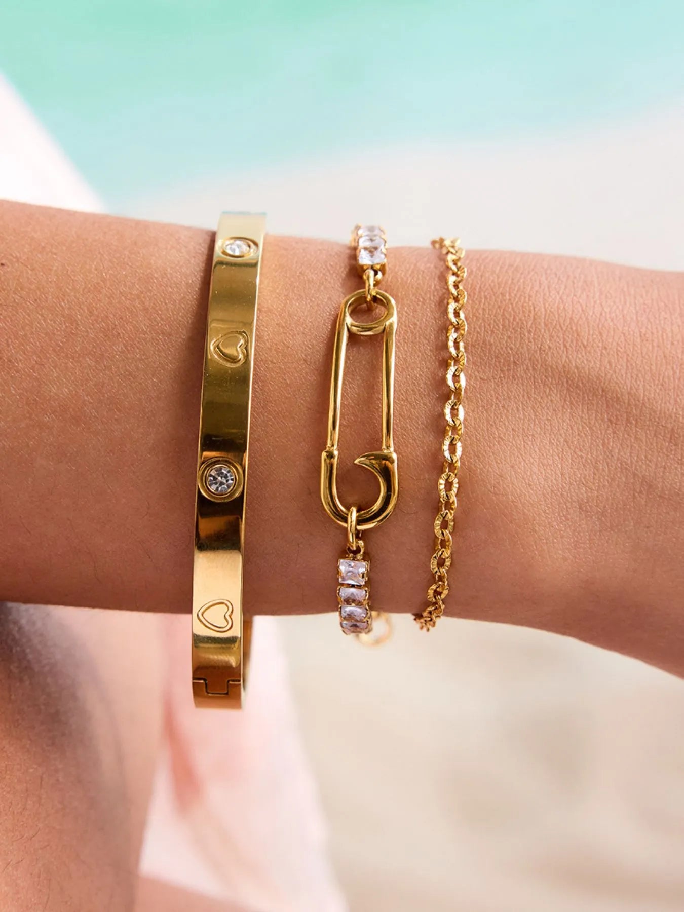 Solar Veil Bracelet Set - Ivory Embers