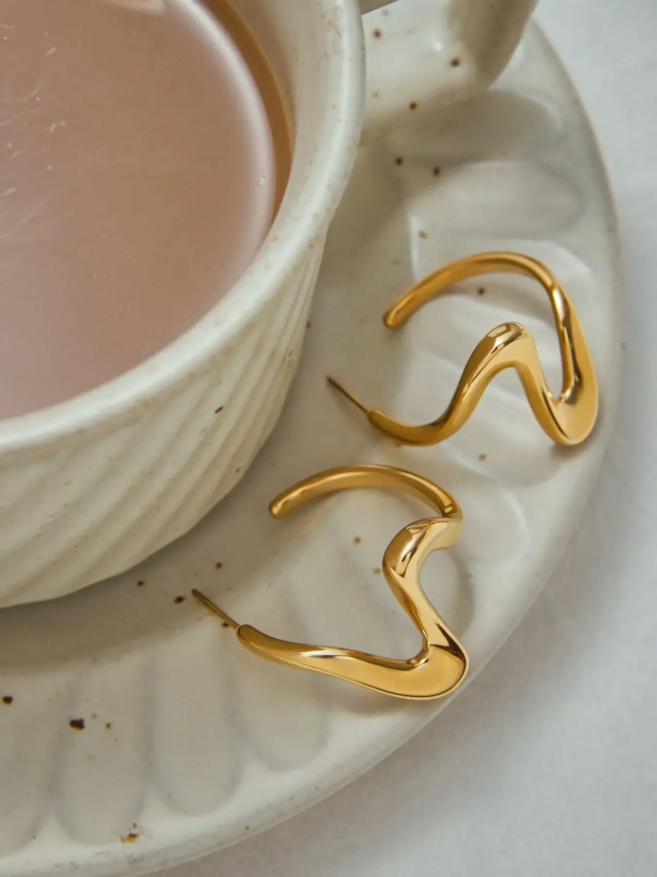 Golden Coil Studs - Ivory Embers