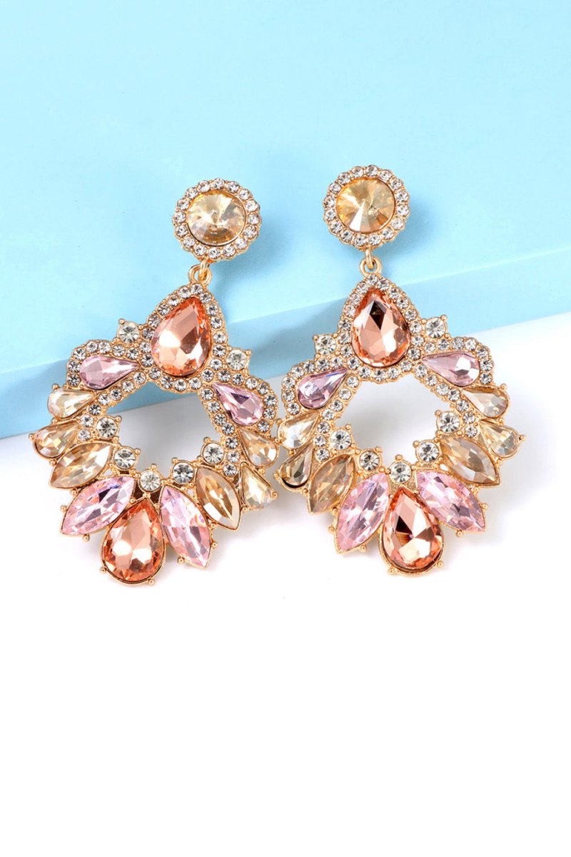 LuminaEdge Glass Stone Dangle Earrings - Ivory Embers