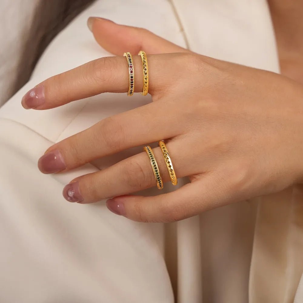 GlimmerFold Dual Band Ring - Ivory Embers