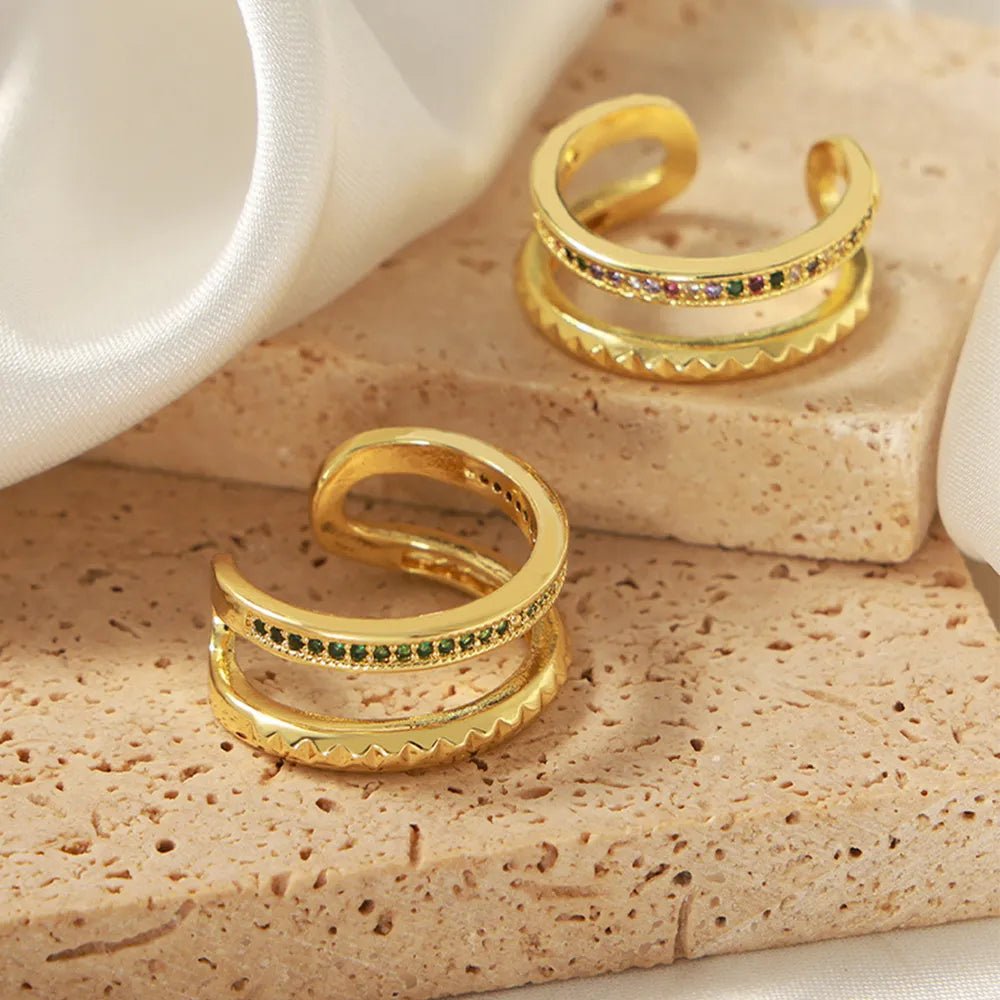 GlimmerFold Dual Band Ring - Ivory Embers