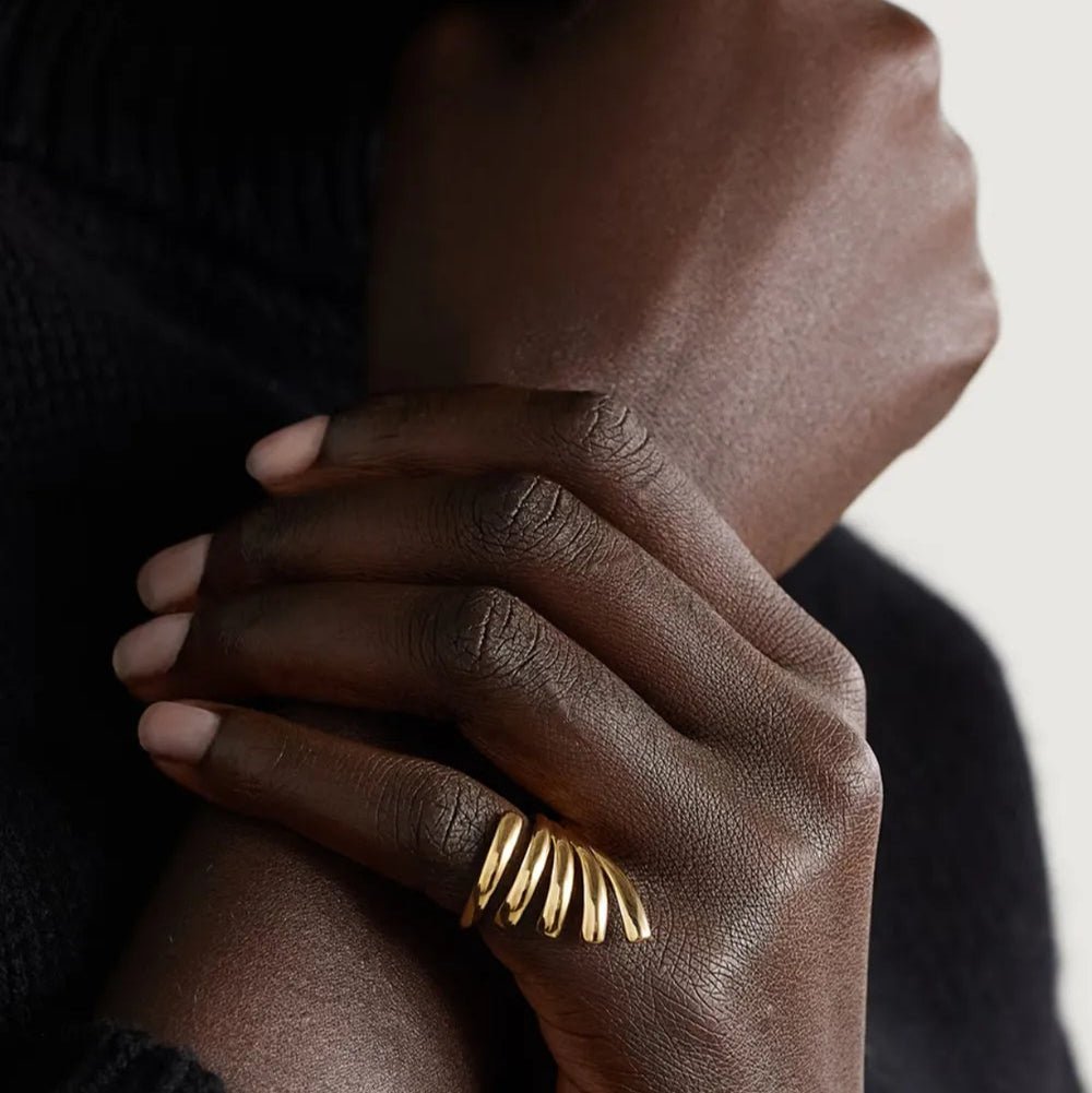 Lines of Light Ring - Ivory Embers