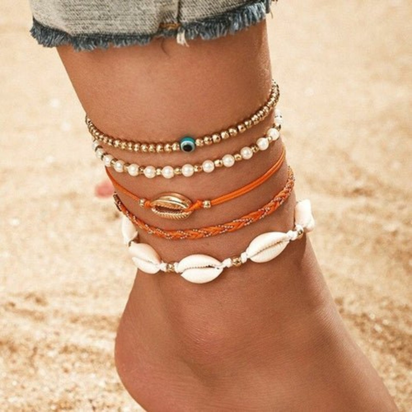 Golden Shore Anklet - Ivory Embers