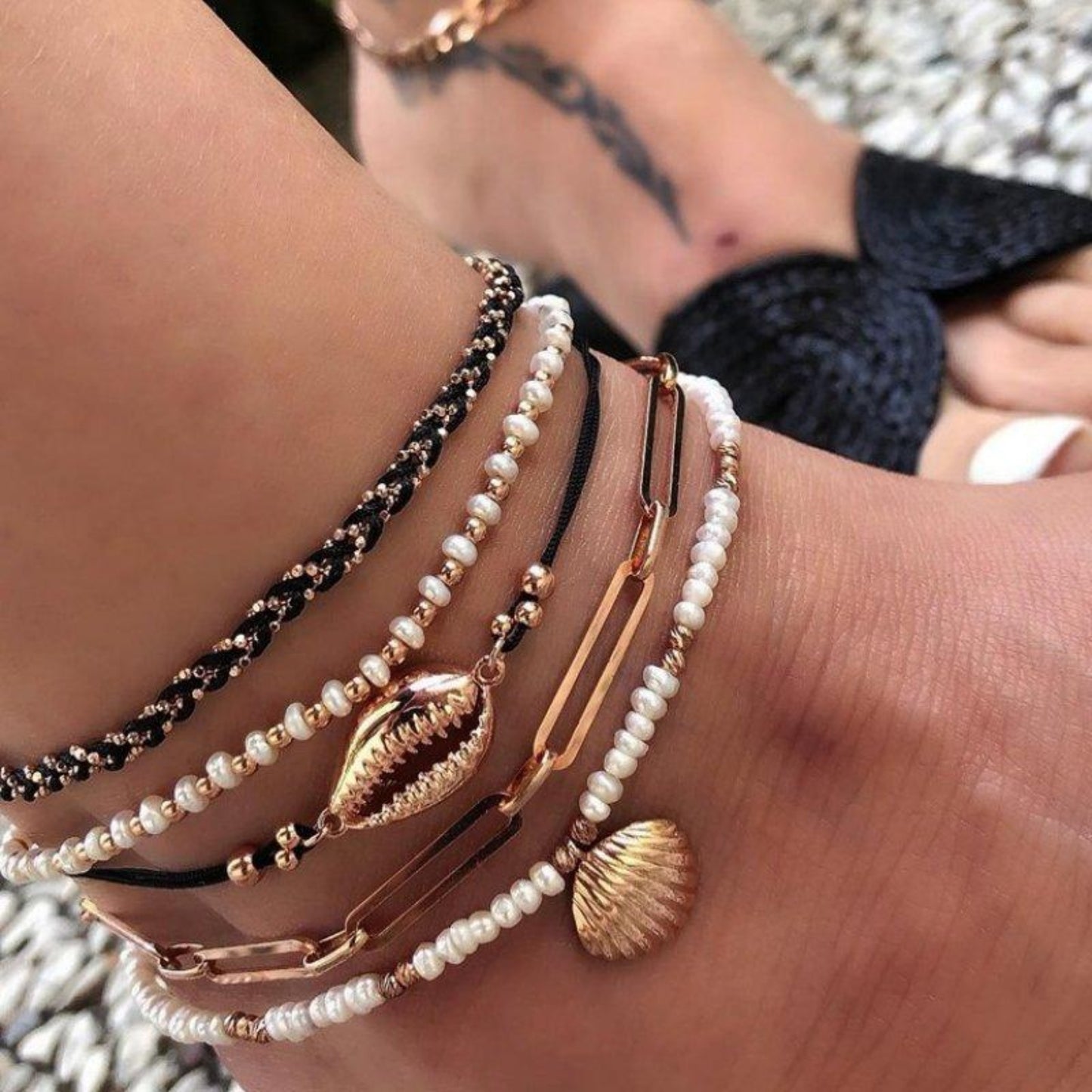 Golden Shore Anklet - Ivory Embers
