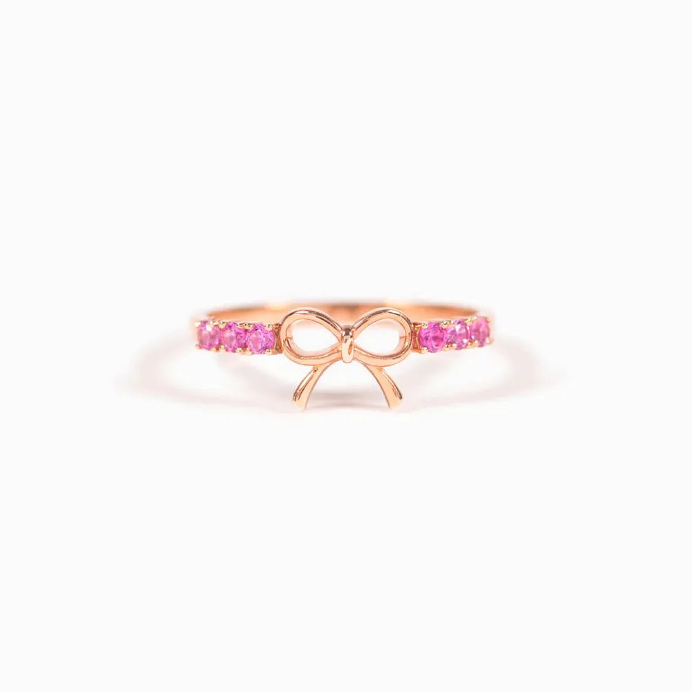 GraceTie Silver Bow Ring - Ivory Embers