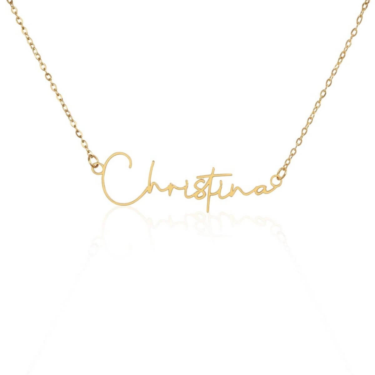 Personalized TrueScript Signature Necklace in 18K yellow gold featuring the name 'Christina'