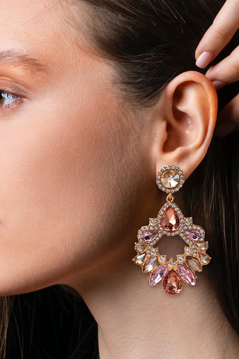 LuminaEdge Glass Stone Dangle Earrings - Ivory Embers