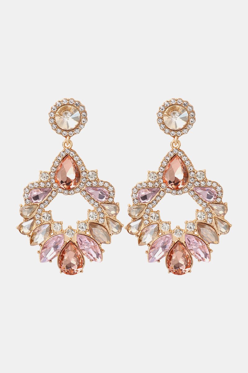 LuminaEdge Glass Stone Dangle Earrings - Ivory Embers