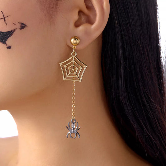 Golden Arachnid Drop Earrings - Ivory Embers