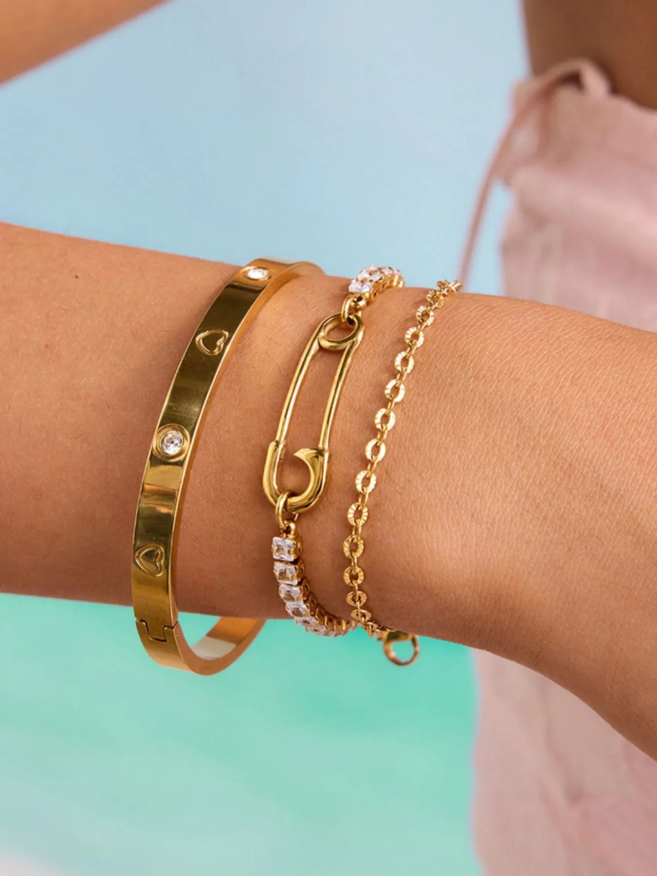 Solar Veil Bracelet Set - Ivory Embers