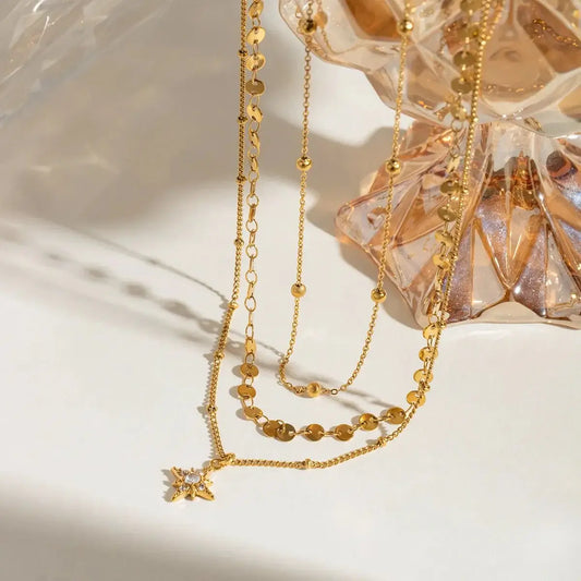 Stellar Drift Layered Necklace - Ivory Embers