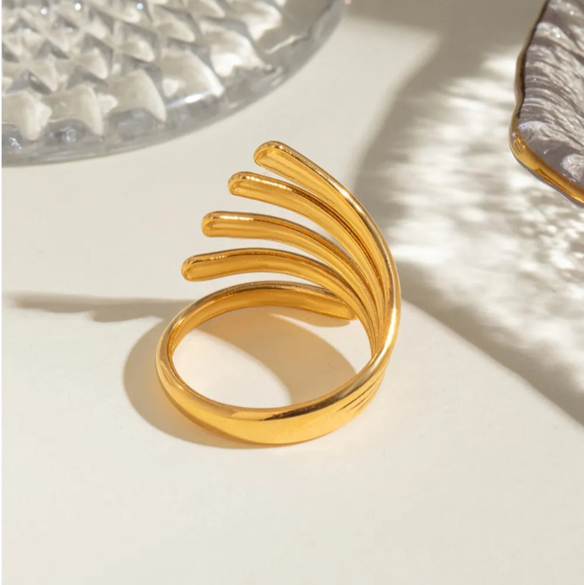 Lines of Light Ring - Ivory Embers