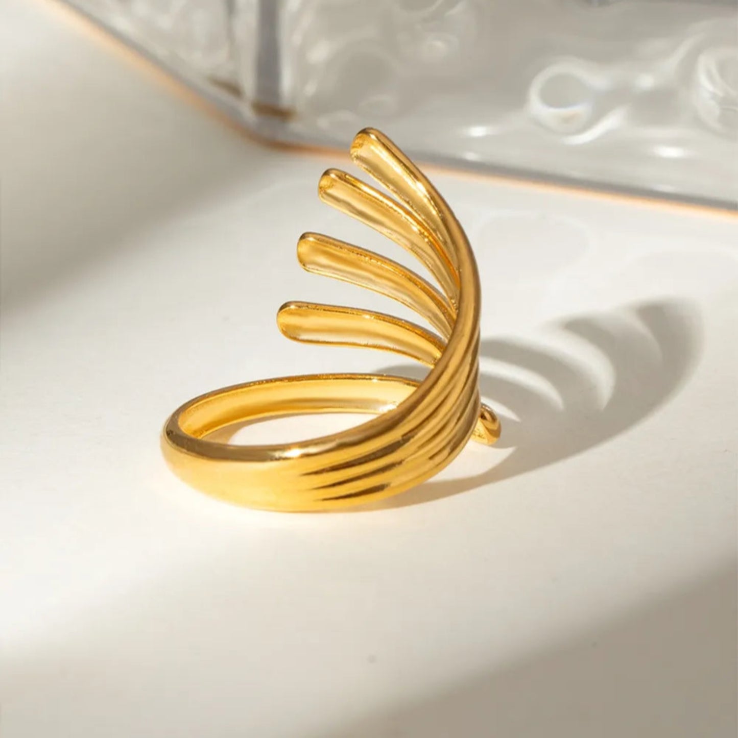 Lines of Light Ring - Ivory Embers