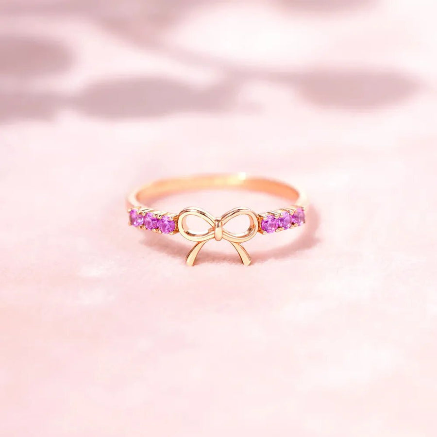 GraceTie Silver Bow Ring - Ivory Embers