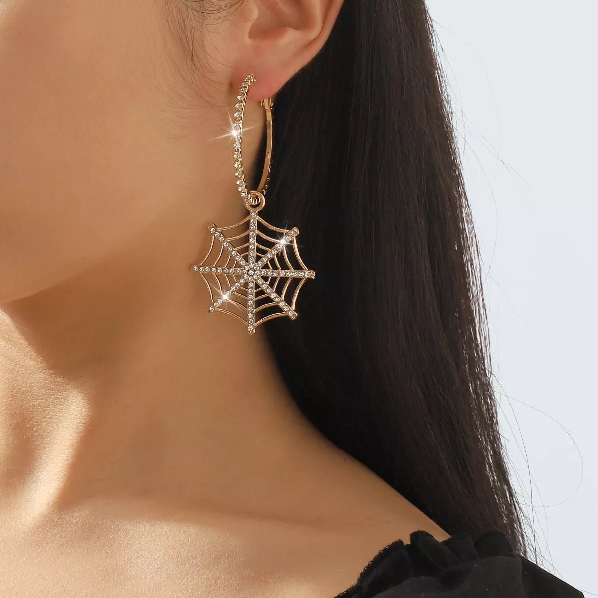Midnight Web Cascade Earrings - Ivory Embers