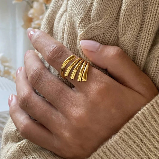 Lines of Light Ring - Ivory Embers