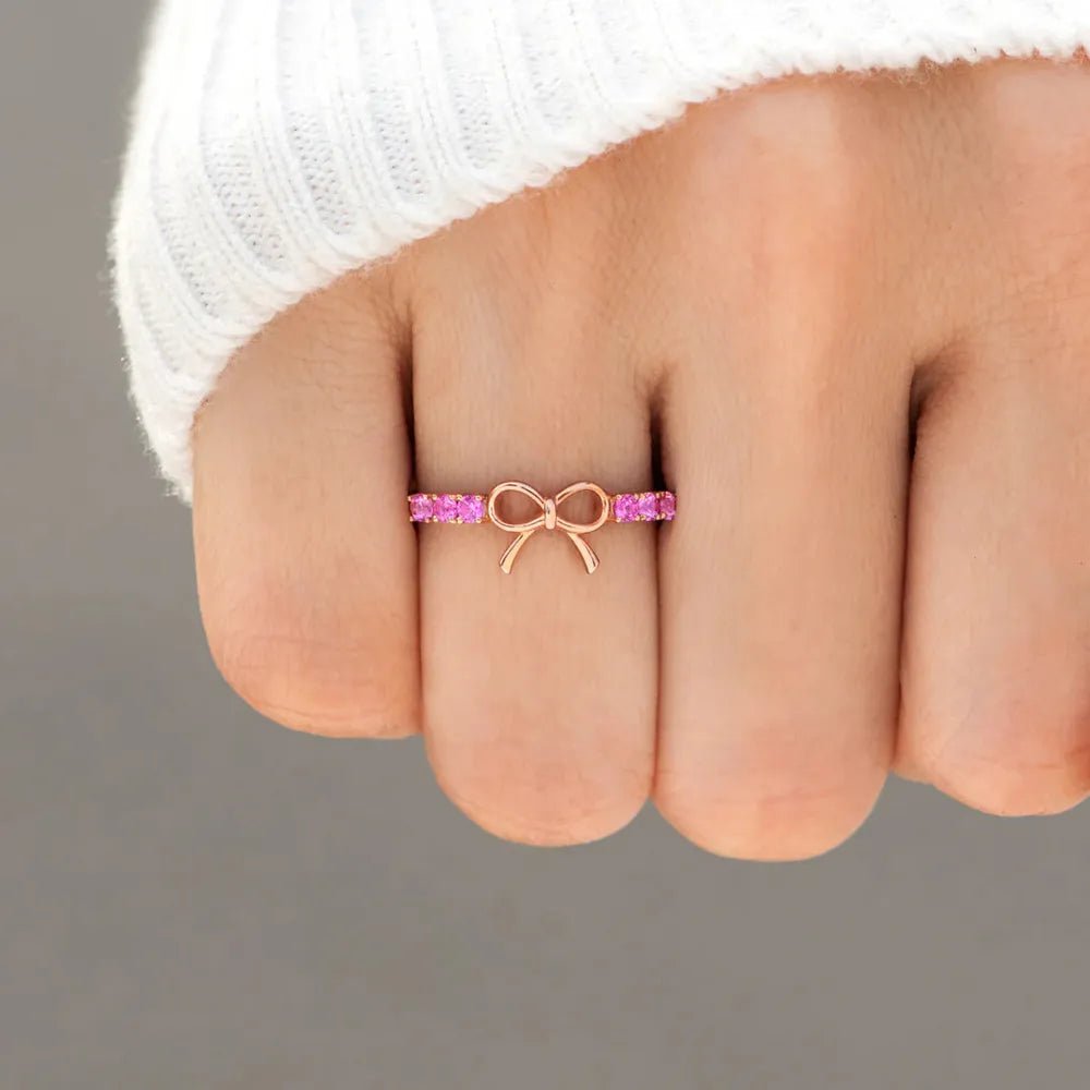 GraceTie Silver Bow Ring - Ivory Embers