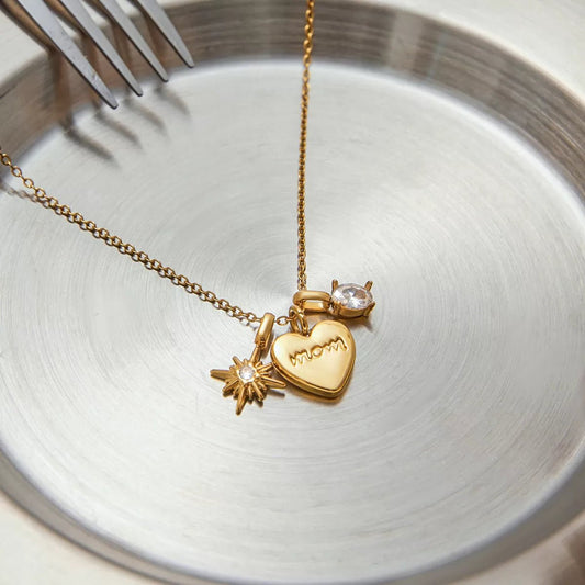 'Mom' Heart Necklace - Ivory Embers