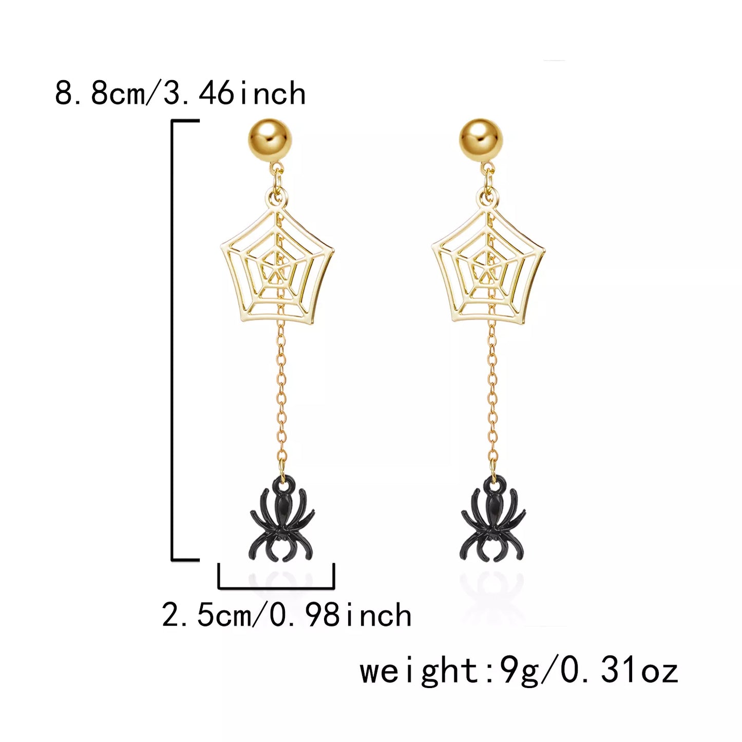 Golden Arachnid Drop Earrings - Ivory Embers