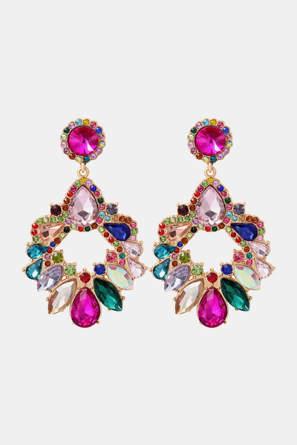 LuminaEdge Glass Stone Dangle Earrings - Ivory Embers
