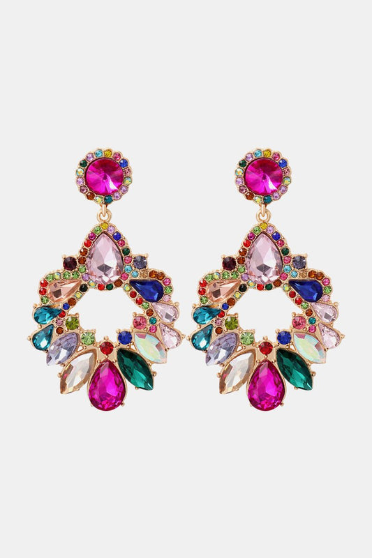 LuminaEdge Glass Stone Dangle Earrings - Ivory Embers