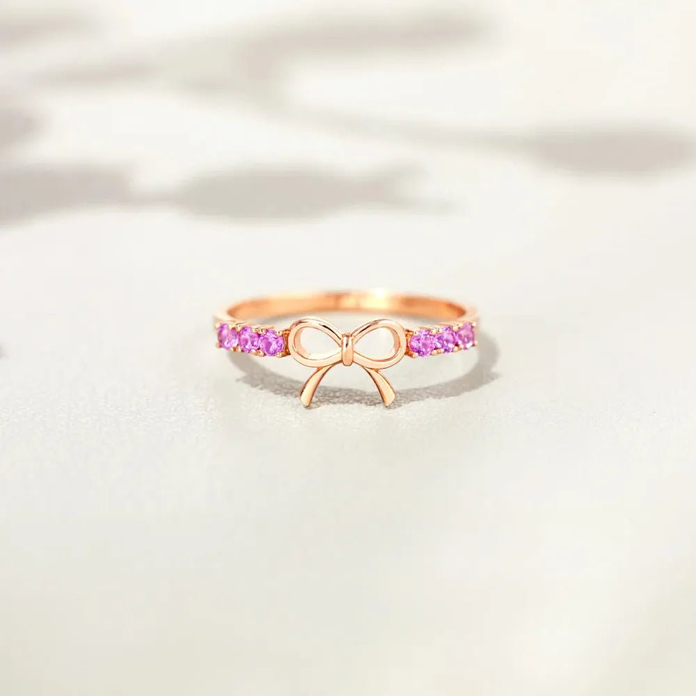 GraceTie Silver Bow Ring - Ivory Embers