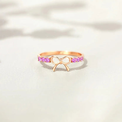 GraceTie Silver Bow Ring - Ivory Embers
