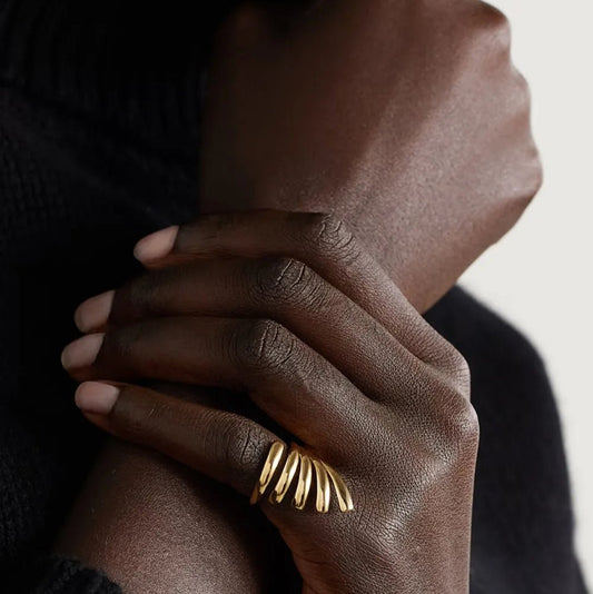 Lines of Light Ring - Ivory Embers