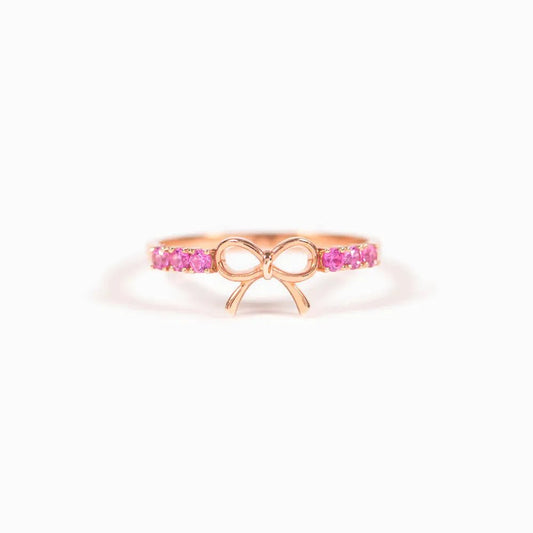 GraceTie Silver Bow Ring - Ivory Embers