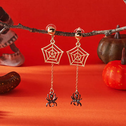 Golden Arachnid Drop Earrings - Ivory Embers