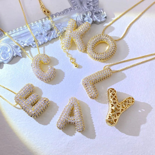 EmberLuxe "Glimmer" Bubble Letter Pendant (L - U) - Ivory Embers