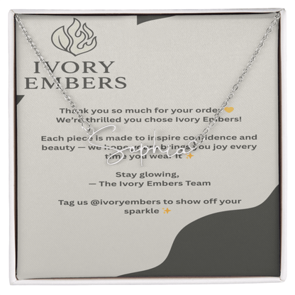 TrueScript Signature Necklace displayed in a gift box, featuring personalization with the name 'Sophie'.