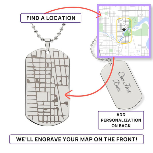 The Coordinates of Us Dog Tag Necklace - Ivory Embers