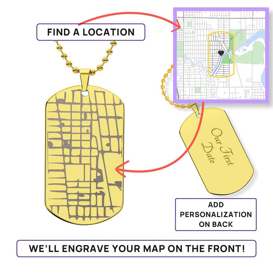 The Coordinates of Us Dog Tag Necklace - Ivory Embers