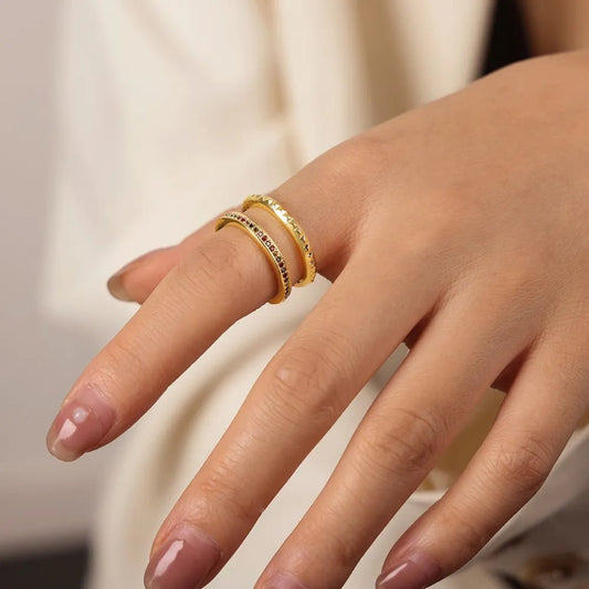 GlimmerFold Dual Band Ring - Ivory Embers