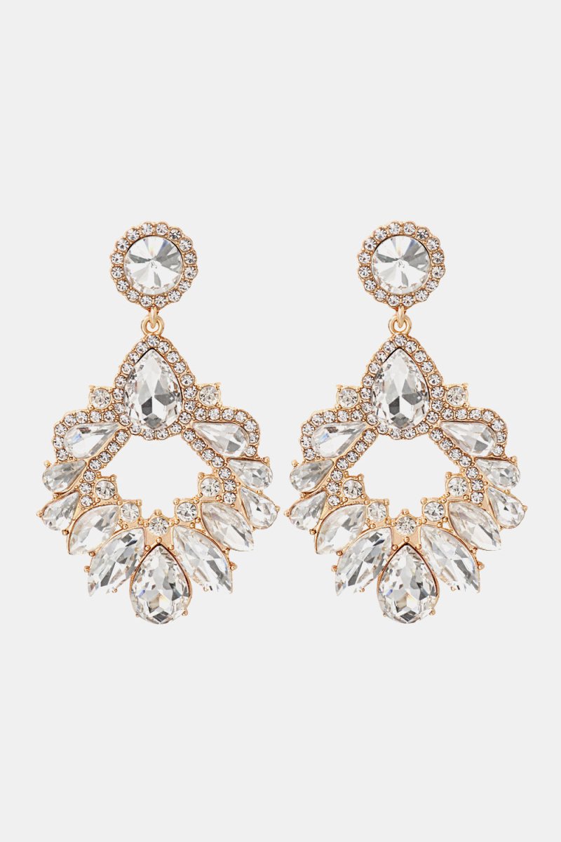 LuminaEdge Glass Stone Dangle Earrings - Ivory Embers