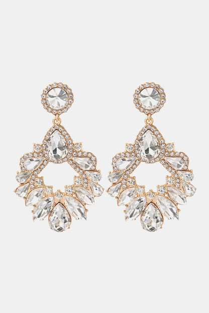 LuminaEdge Glass Stone Dangle Earrings - Ivory Embers