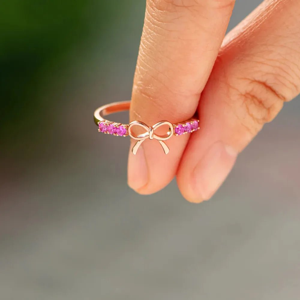 GraceTie Silver Bow Ring - Ivory Embers
