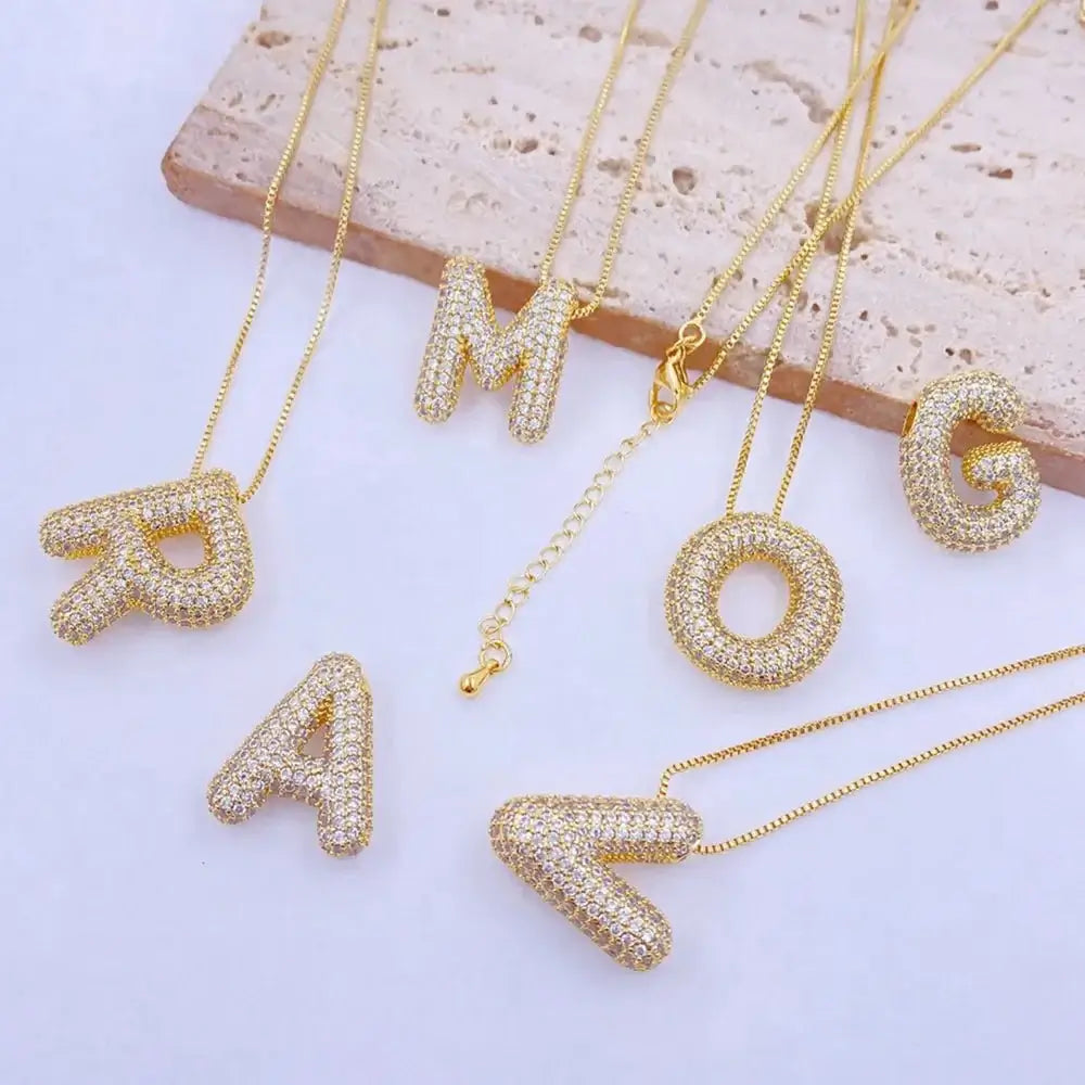 EmberLuxe "Glimmer" Bubble Letter Pendant (A - K) - Ivory Embers