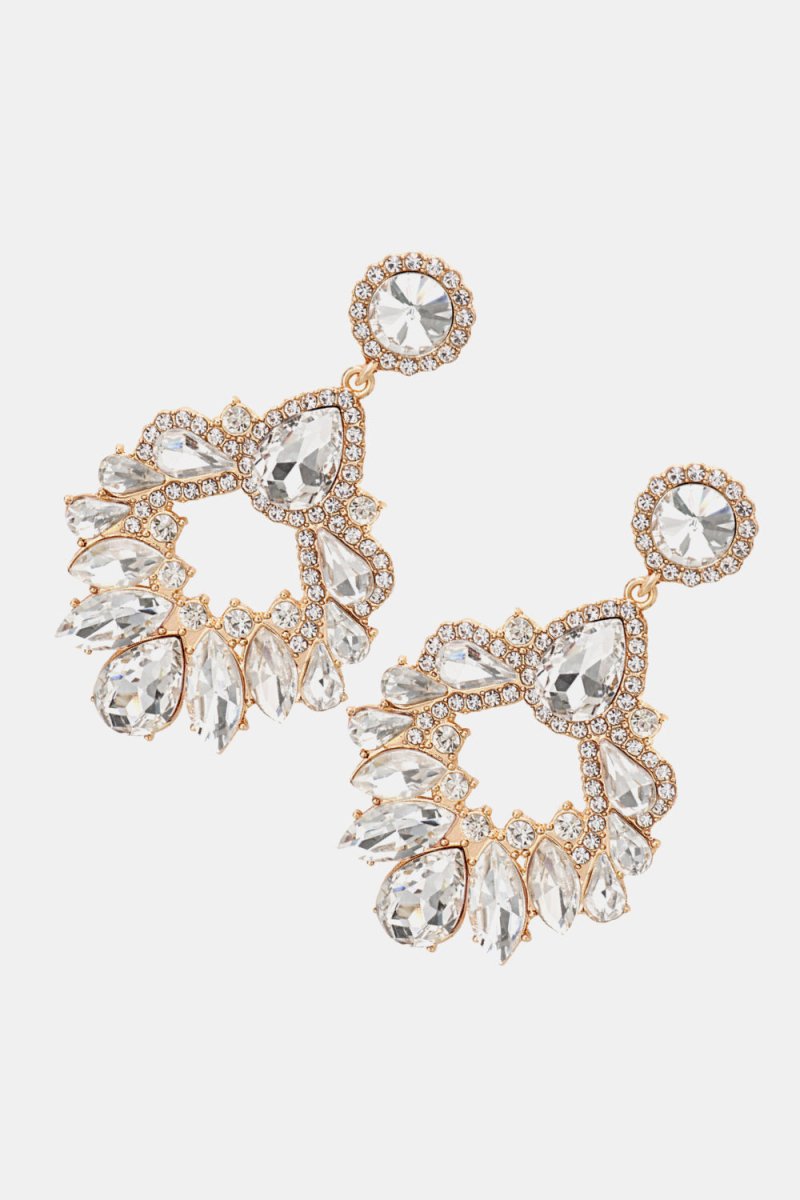 LuminaEdge Glass Stone Dangle Earrings - Ivory Embers