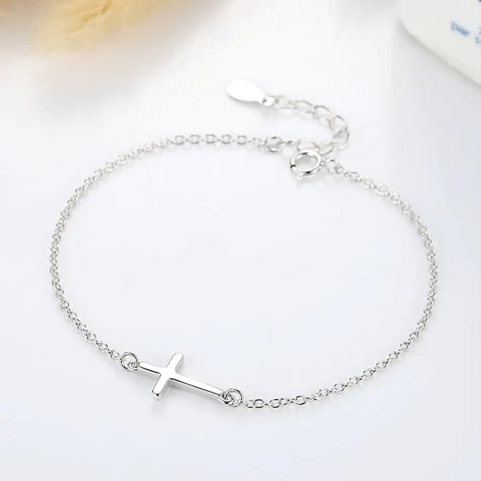 Whispered Grace Cross Bracelet - Ivory Embers