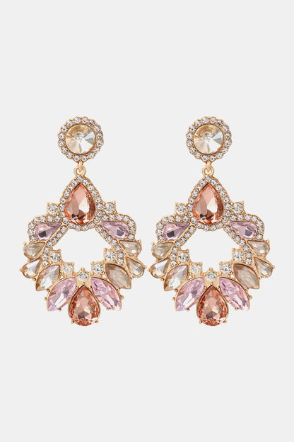 LuminaEdge Glass Stone Dangle Earrings - Ivory Embers