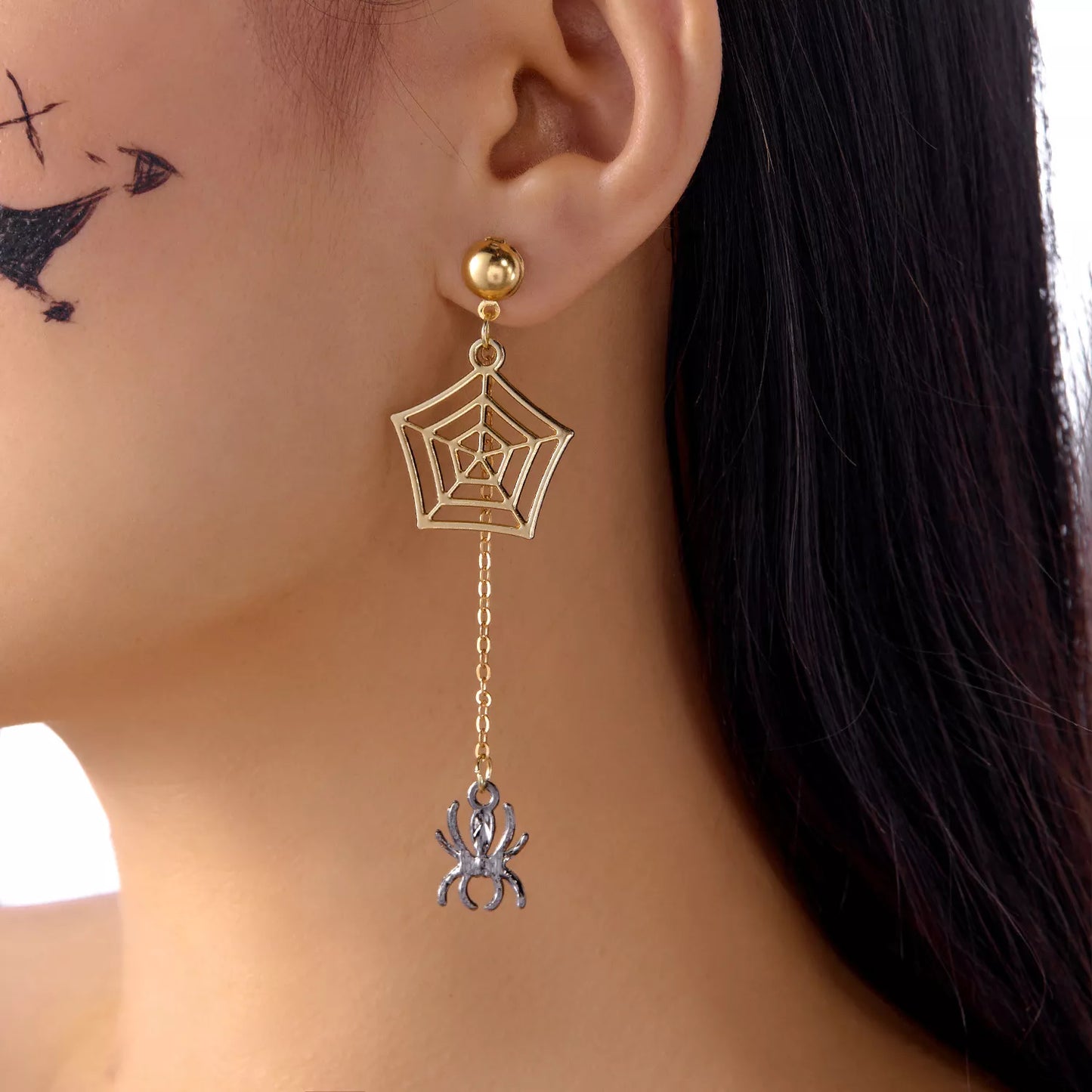 Golden Arachnid Drop Earrings - Ivory Embers