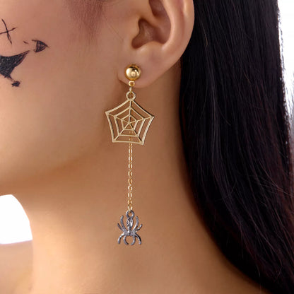 Golden Arachnid Drop Earrings - Ivory Embers