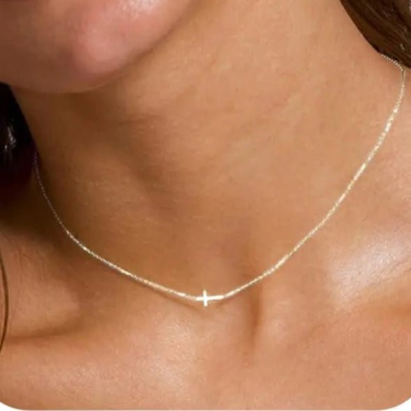 Whispered Grace Cross Necklace - Ivory Embers